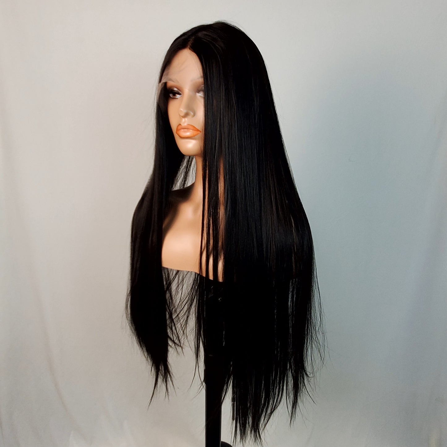 Long Straight Black Wigs for Women Synthetic Middle Part Long Straight Wig Looking Natural Heat Resistant Hair Wigs 30 Inch