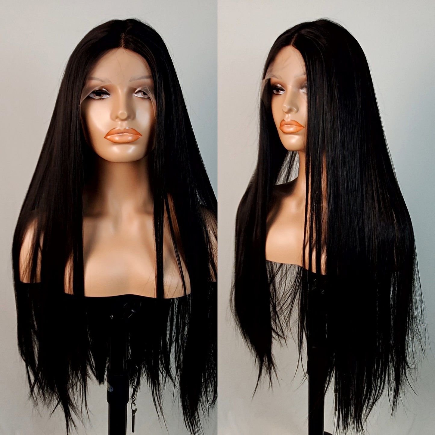 Long Straight Black Wigs for Women Synthetic Middle Part Long Straight Wig Looking Natural Heat Resistant Hair Wigs 30 Inch