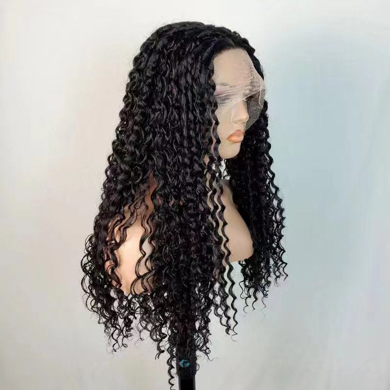 【LB-water010】 Water wave T Lace Front Wigs  Natural Black Color 30Inches