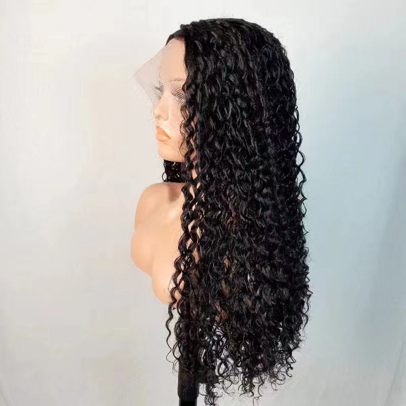 【LB-water010】 Water wave T Lace Front Wigs  Natural Black Color 30Inches