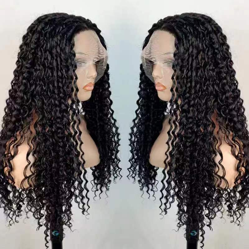 【LB-water010】 Water wave T Lace Front Wigs  Natural Black Color 30Inches