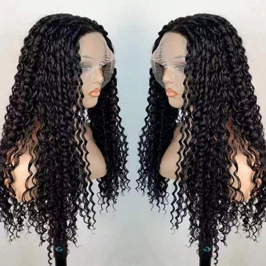 【LB-water010】 Water wave T Lace Front Wigs  Natural Black Color 30Inches