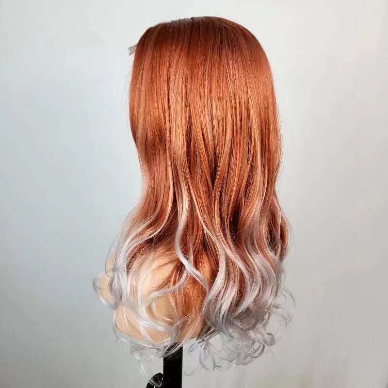 Ombre Wigs for Women Long Body Wavy Synthetic Middle Part Lace Wig Natural Looking Wigs for Daily Party Cosplay