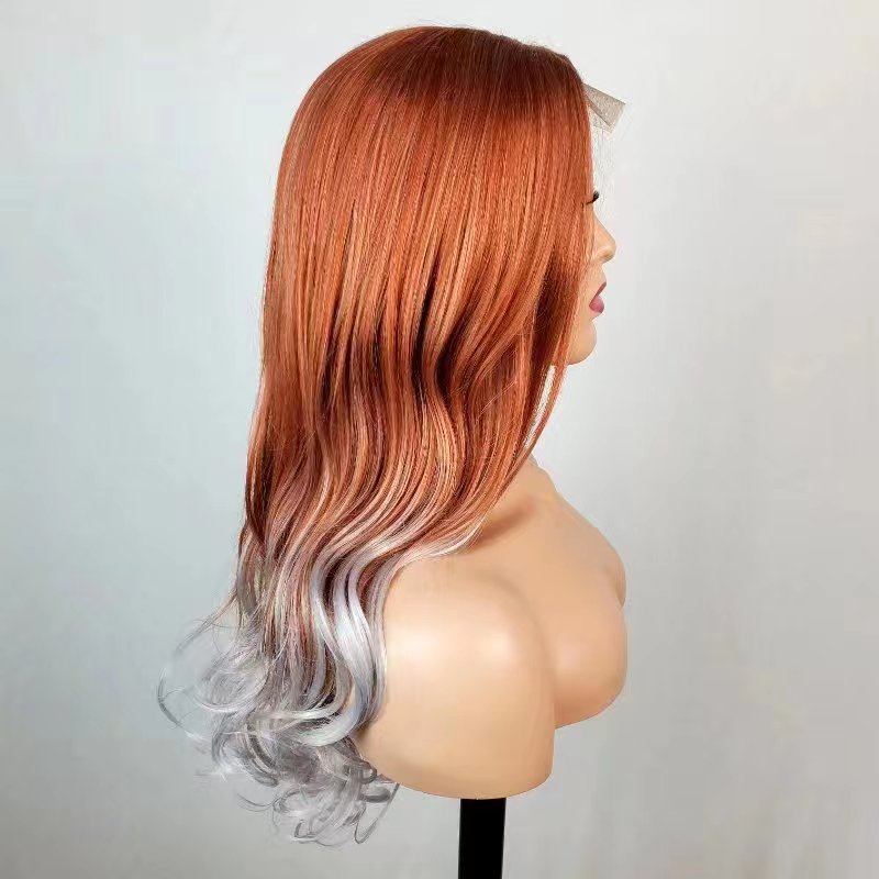 Ombre Wigs for Women Long Body Wavy Synthetic Middle Part Lace Wig Natural Looking Wigs for Daily Party Cosplay