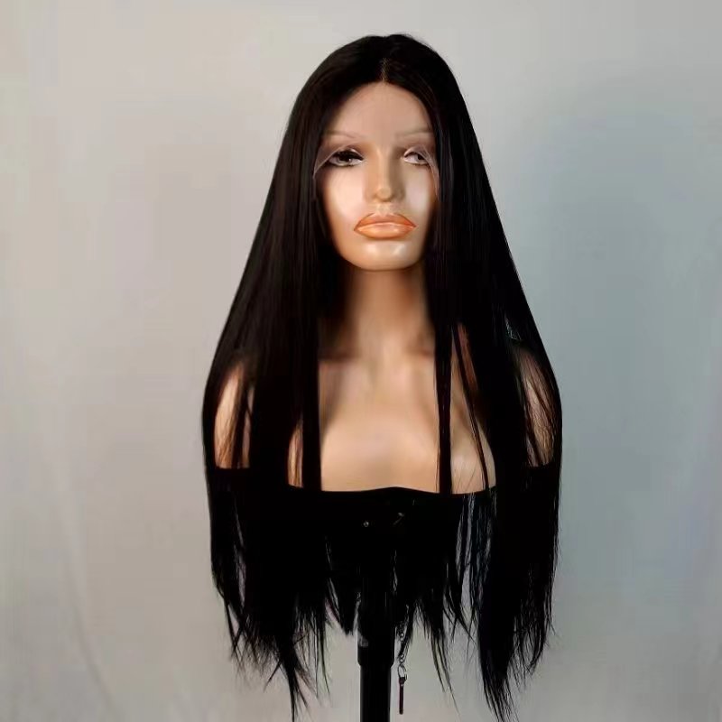 Long Straight Black Wigs for Women Synthetic Middle Part Long Straight Wig Looking Natural Heat Resistant Hair Wigs 30 Inch