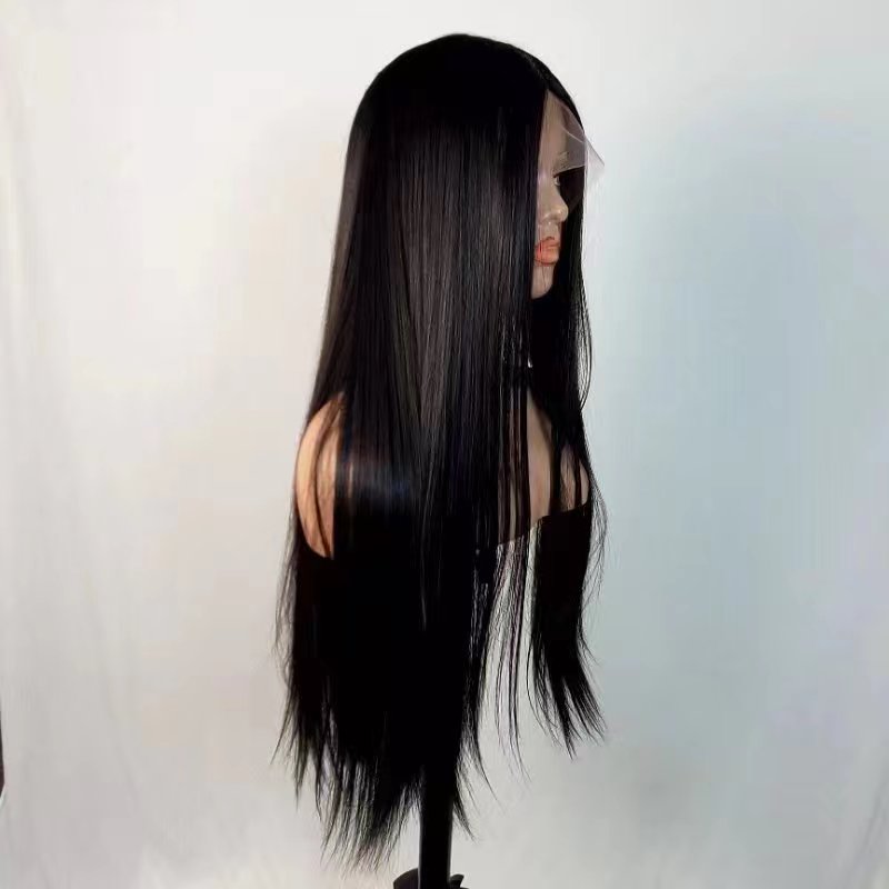 Long Straight Black Wigs for Women Synthetic Middle Part Long Straight Wig Looking Natural Heat Resistant Hair Wigs 30 Inch