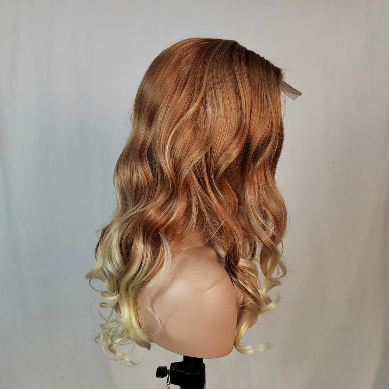 【LB-BODY005】Ombre pink Long Curly Wig for Women Wave Synthetic Wig with Flat Bangs Natural Hair Heat Resistant Wigs for Daily Party Halloween Cosplay Use