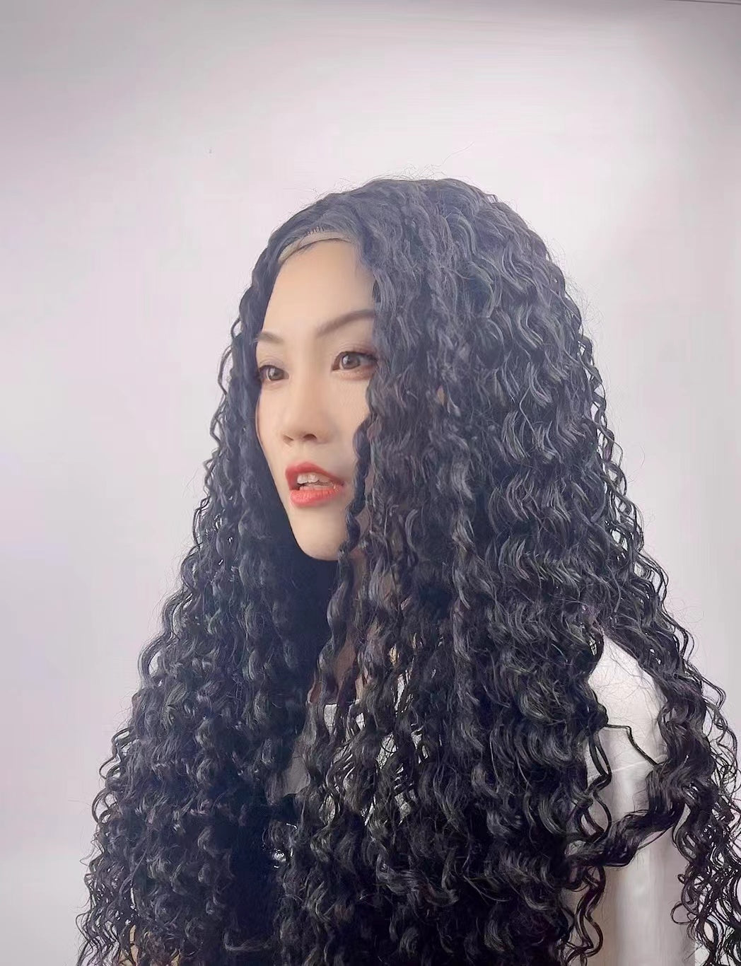 【LB-water010】 Water wave T Lace Front Wigs  Natural Black Color 30Inches