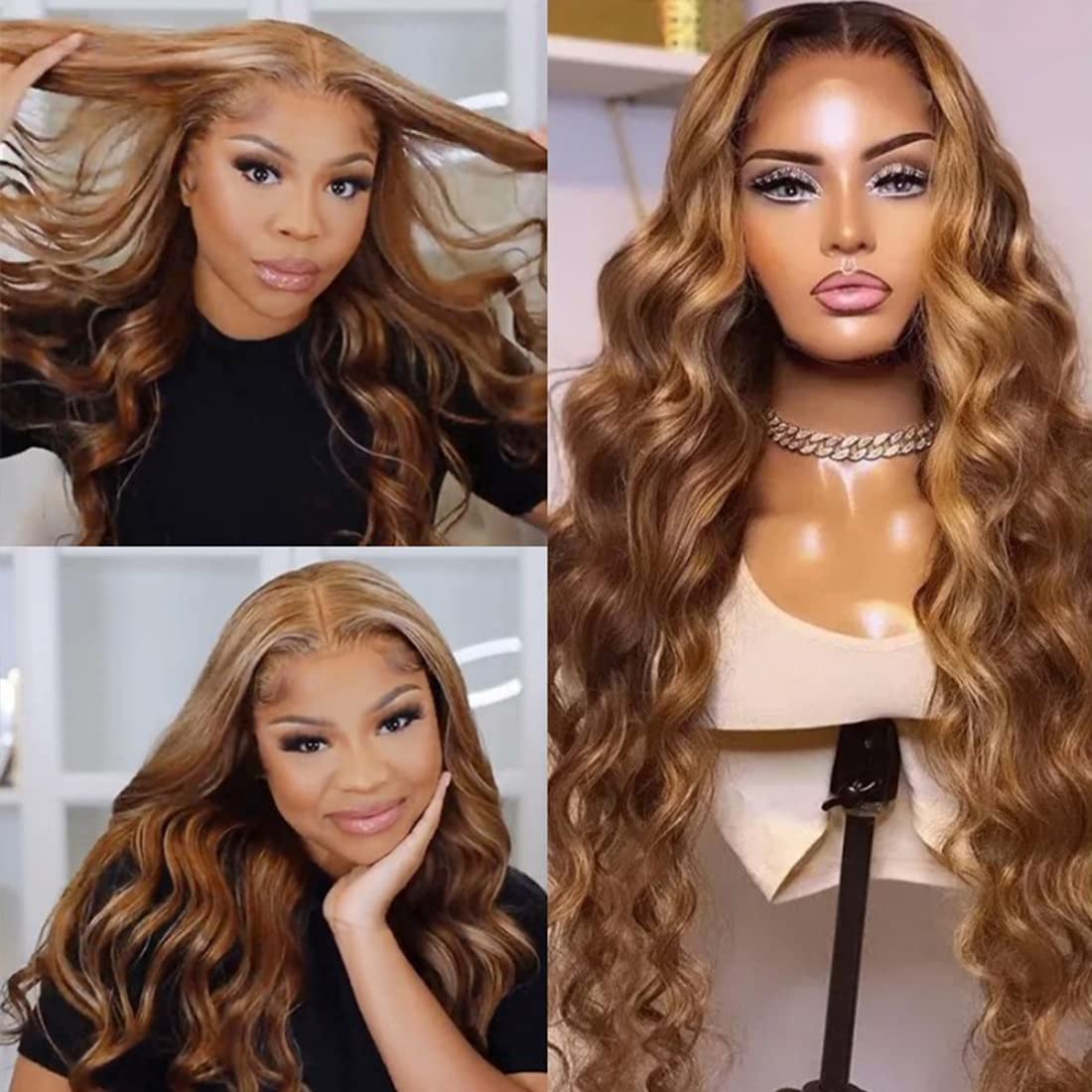 【LS-NF005】18inches 100% human hair wigs  150% Density T-part lace wigs