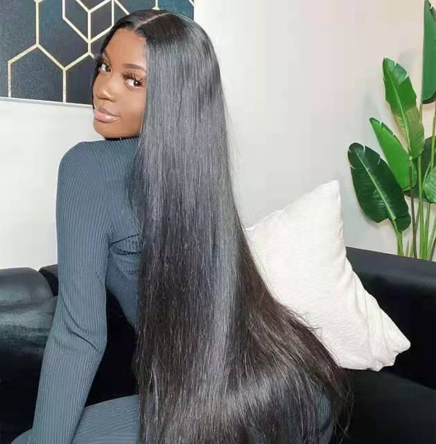 Straight Wig 13x4 Transparent  Lace Frontal Wig With 150 Density Natural Black