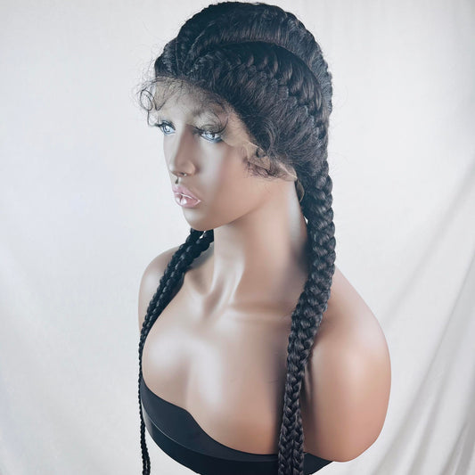 【LB-Braid11】30inches Synthetic Braided Lace Front Wig 4x Twist Braids Wig with Baby Hair Heat Resistant Fiber Wig for Cosplay Party RainaHair