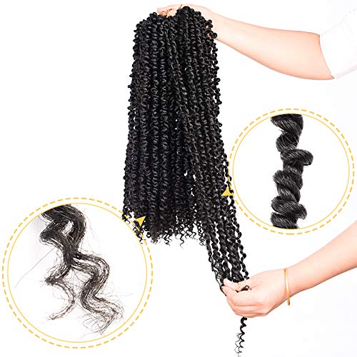 6 Packs Passion Twist Crochet Hair for Black Women 18inch Pre twisted Passion Twist Crochet Braiding Hair-Pre-looped Crochet Twist Hair (1b)