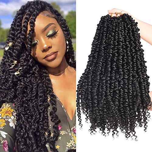 6 Packs Passion Twist Crochet Hair for Black Women 18inch Pre twisted Passion Twist Crochet Braiding Hair-Pre-looped Crochet Twist Hair (1b)