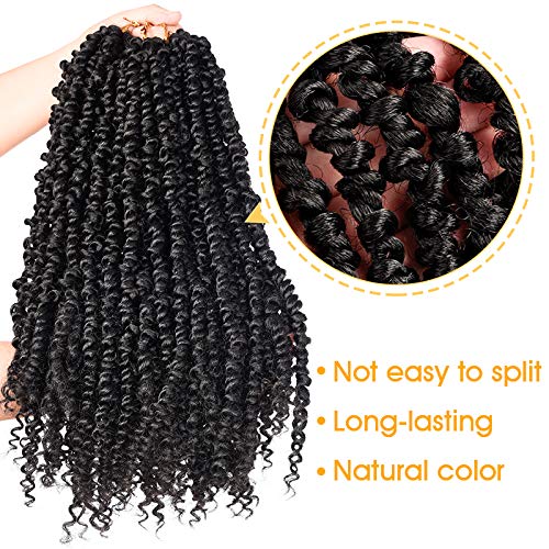 6 Packs Passion Twist Crochet Hair for Black Women 18inch Pre twisted Passion Twist Crochet Braiding Hair-Pre-looped Crochet Twist Hair (1b)