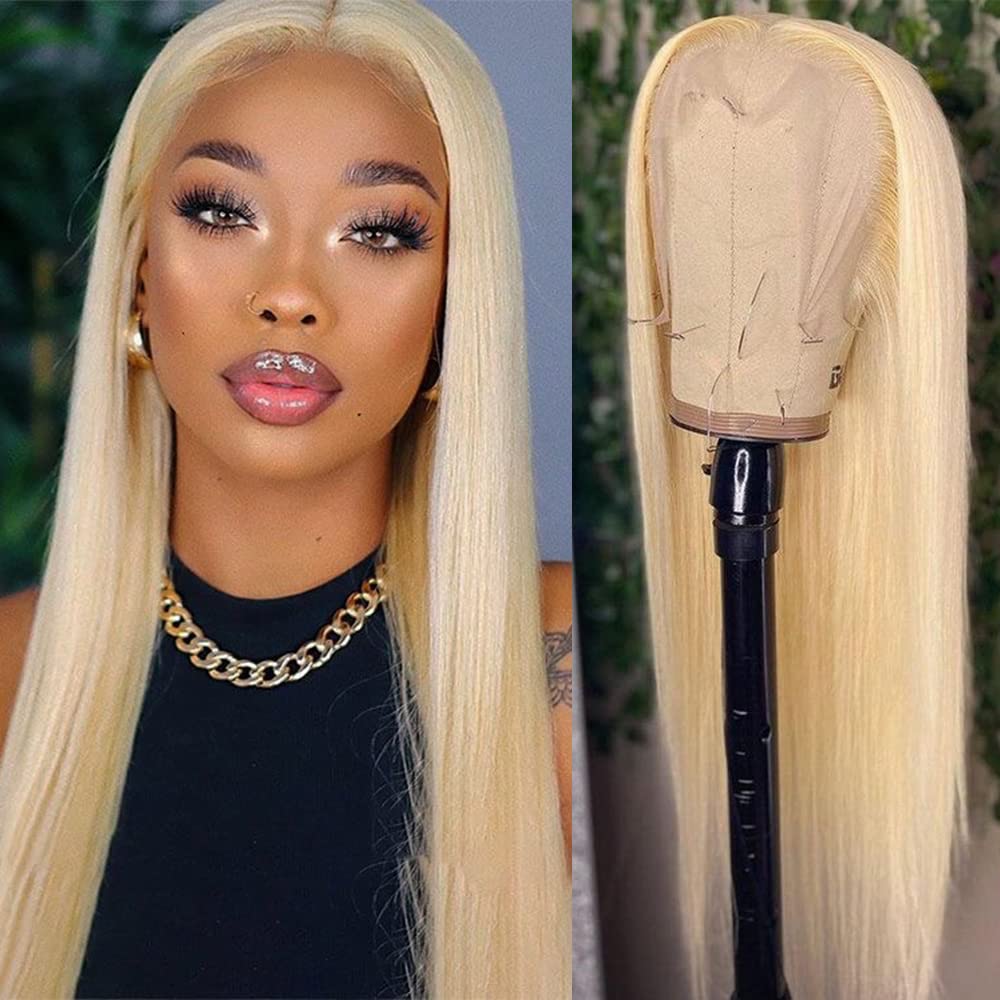 【LS-NF003】26inches 100% human hair wigs  613 Lace Front Wigs Blonde Human Hair for Women Straight Brazilian Remy Hair Wigs