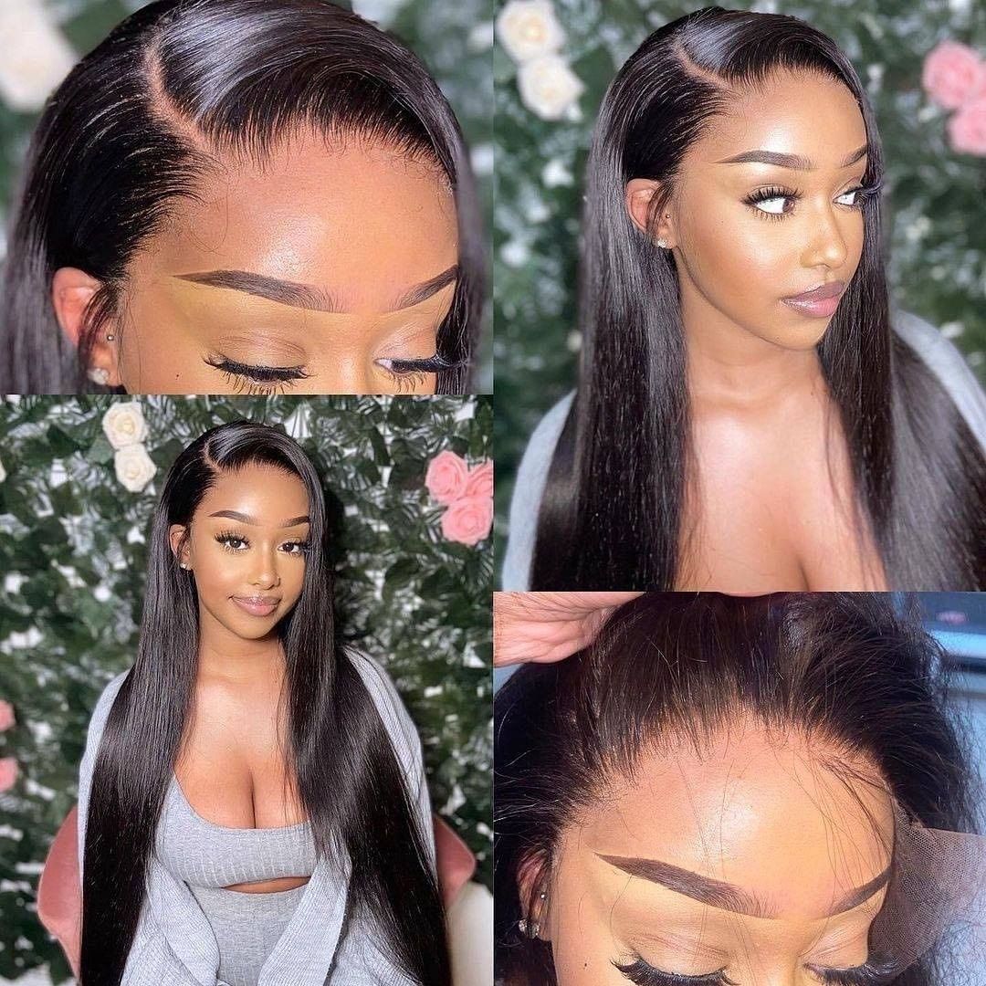 Straight Wig 13x4 Transparent  Lace Frontal Wig With 150 Density Natural Black