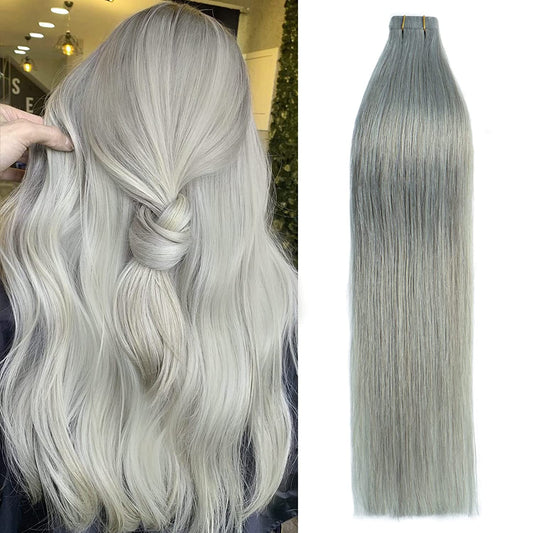 Tape in Hair Extensions 100% Human Hair Mixed Bleach Blonde Extensions Straight 20 Pcs 14Inch #18p613 30g