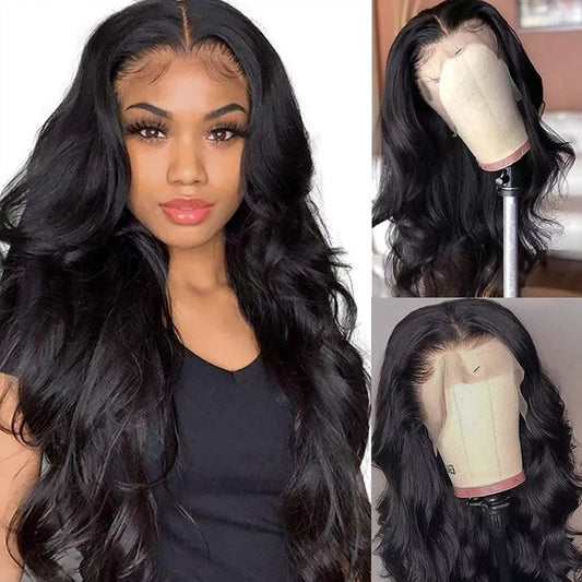 Body Wave Wig 13x1 T-Part  Transparent  Lace Frontal Wig With 150 Density Natural Black