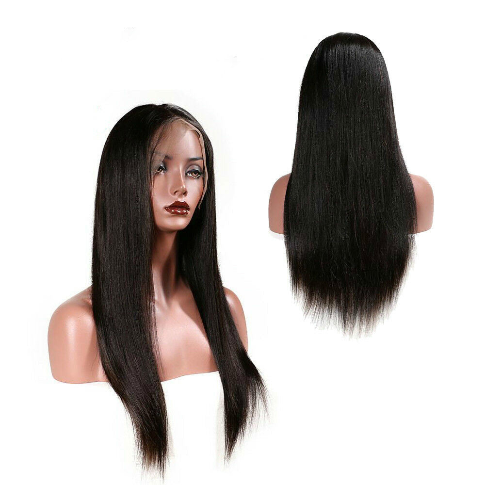 ELLEN 13X4 Lace Frontal Wig Remy Human Hair Wigs 16 Inch Natural Black 150% Density