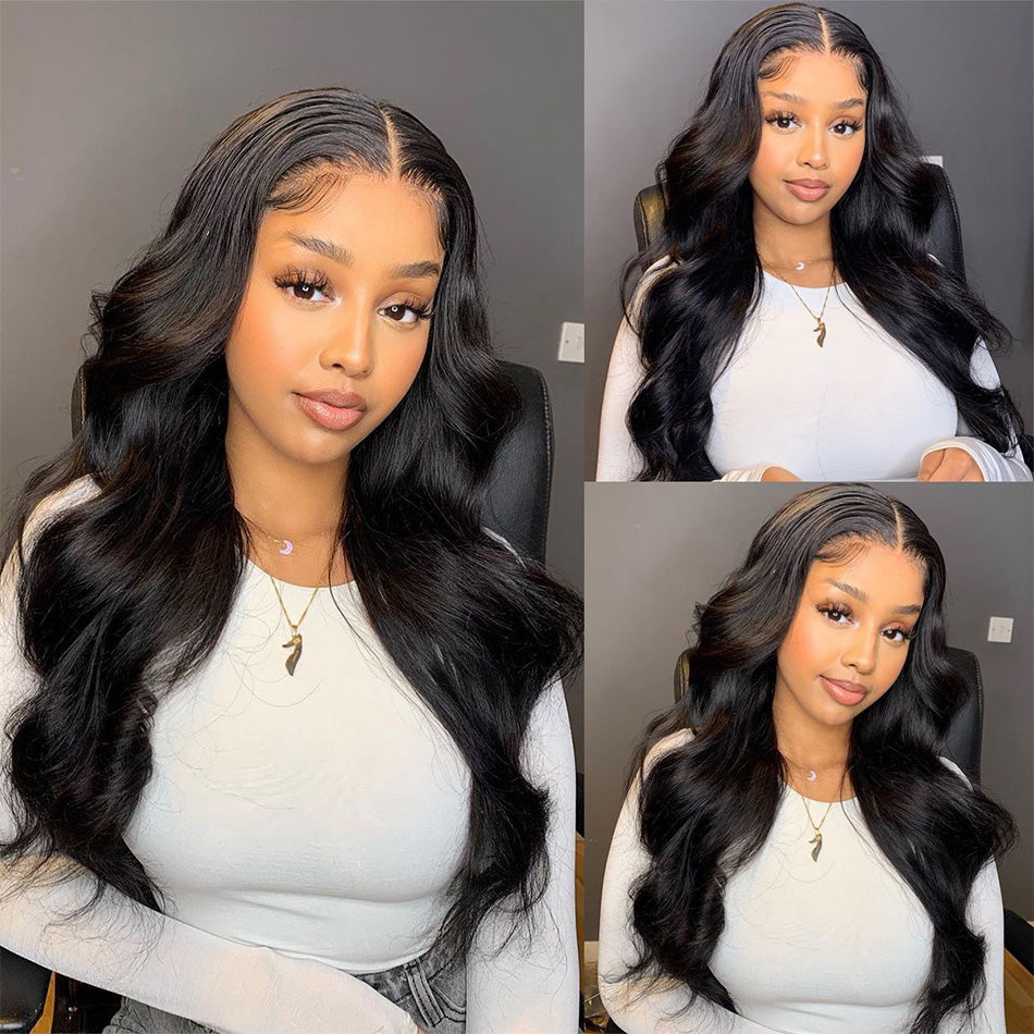 Body Wave  Wig 13x4 Transparent  Lace Frontal Wig With 150 Density Natural Black