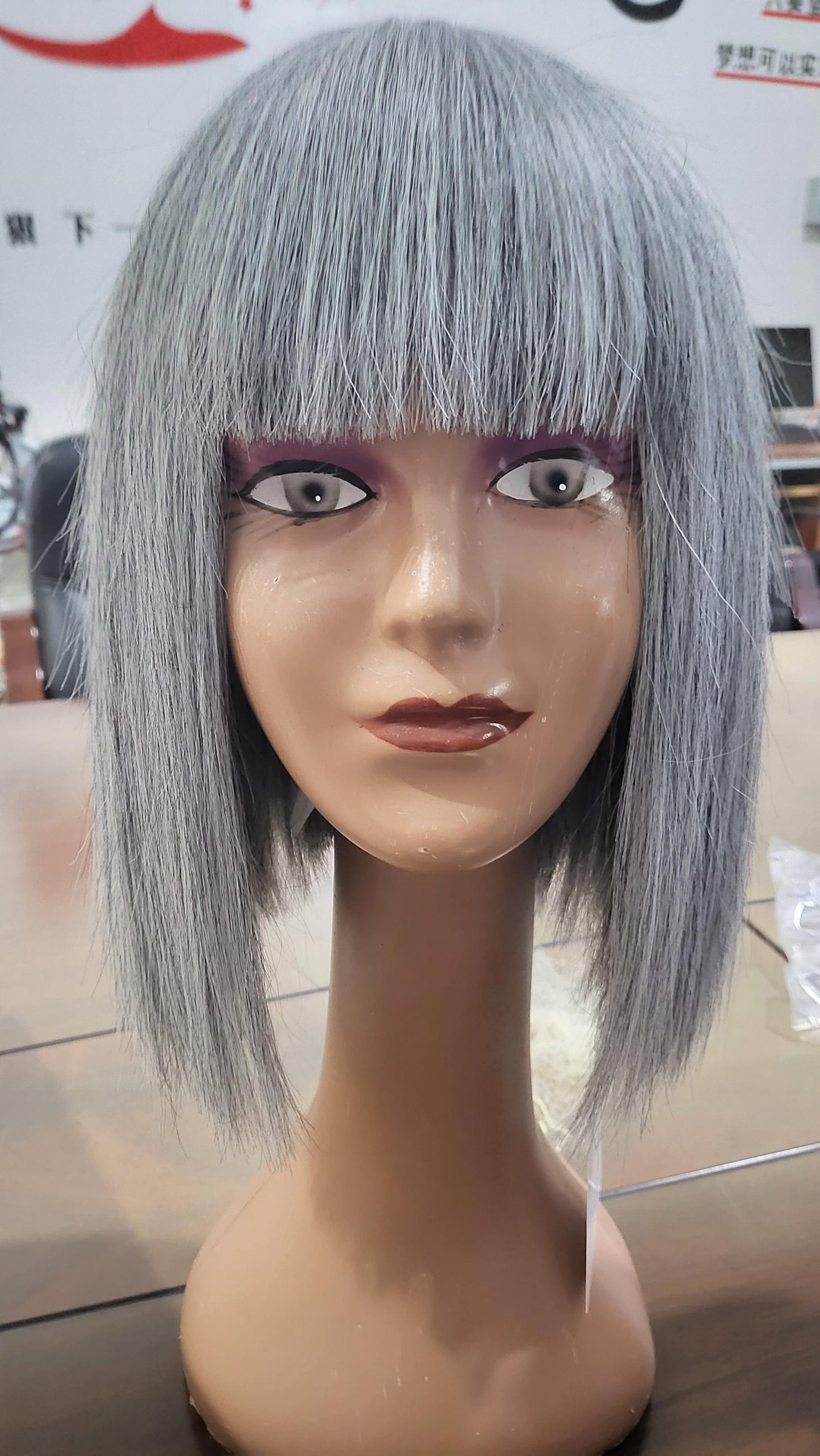 【LS-BOB001】 12 inches Bob Wigs for Women Straight Medium Length Synthetic Hair Wig with Bangs Cosplay