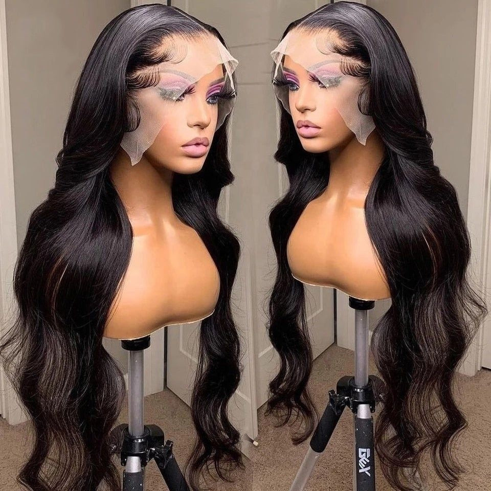 Body Wave 4x4 Lace Closure Wigs Human Hair for Black Women, Brazilian 10A Lace Front Body Wave Wigs Pre Plucked with Baby Hair 150% Density Natural Color