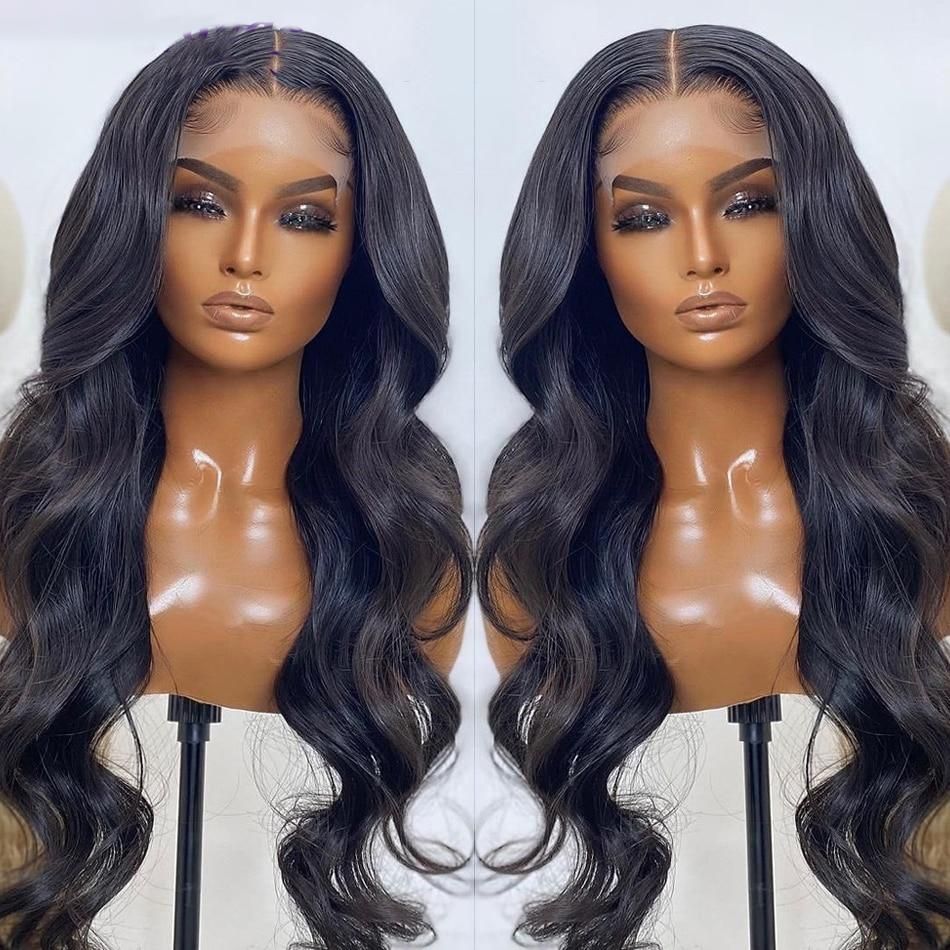 Body Wave 4x4 Lace Closure Wigs Human Hair for Black Women, Brazilian 10A Lace Front Body Wave Wigs Pre Plucked with Baby Hair 150% Density Natural Color