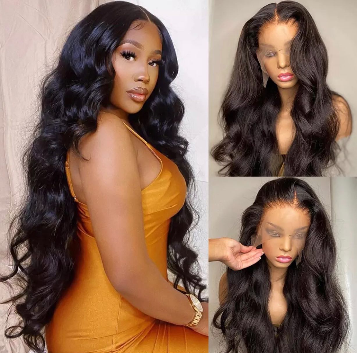 Body Wave 4x4 Lace Closure Wigs Human Hair for Black Women, Brazilian 10A Lace Front Body Wave Wigs Pre Plucked with Baby Hair 150% Density Natural Color